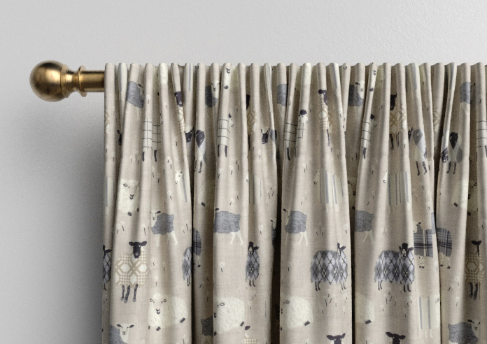 Baa Baa, Charcoal - Made to Measure Curtains - Image 9